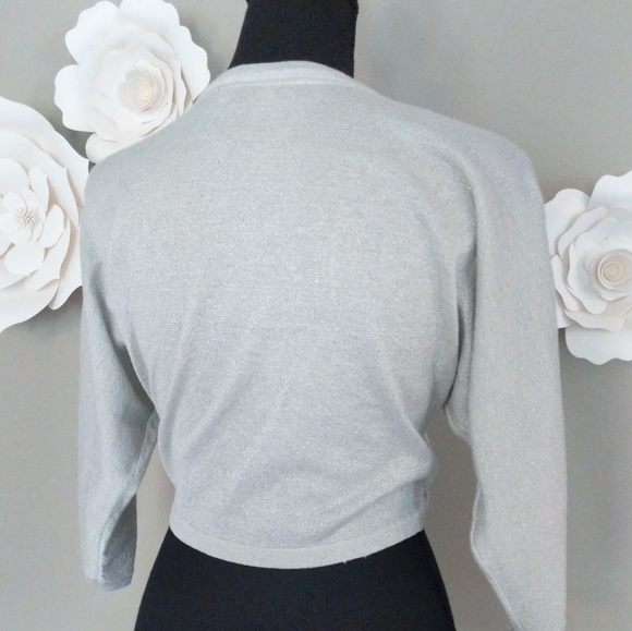 ❗ SOLD ❗White House Black Market Silver Bolero - Picture 4 of 5